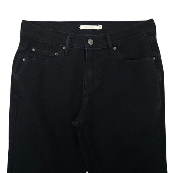 Levis 505 Straight Jeans Womens Size 27 Stretch Denim Mid Rise 5 Pocket Black - Picture 9 of 15